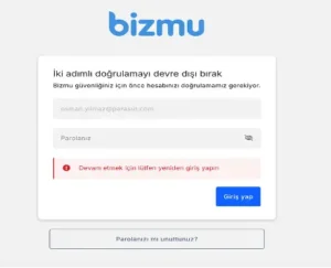 Bizmu Kimlik Doğrulama Uygulamasıyla (2FA) Giriş Rehberi 27 2fa devre disi birakma ilk adim giris
