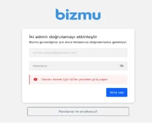 Bizmu Kimlik Doğrulama Uygulamasıyla (2FA) Giriş Rehberi 18 2fa etkinlestirme ilk adim giris yap